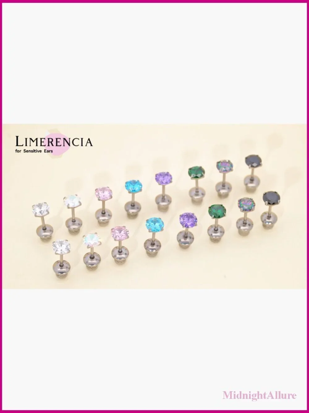 Hypoallergenic Titanium Screw Back Stud Earrings Tragus Helix Cartilage